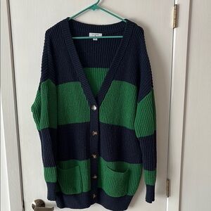 La Ligne for Target Green/Navy Striped Cardigan